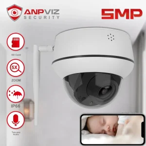 5X Zoom Wireless Security Camera Two-Way Audio Mic-Speaker