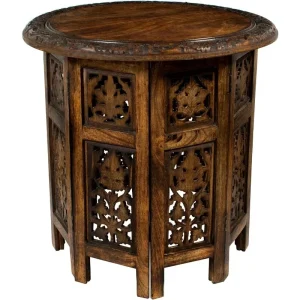 Hand Carved Vintage Boho Folding Side Table