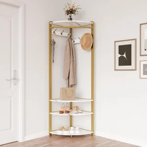 Corner Coat Rack Stand Freestanding Hall Tree