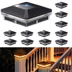 12 Pack 4x4 Solar Fence Post Lights